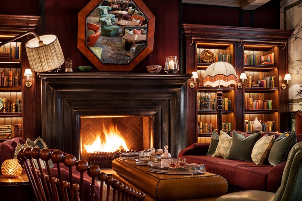 L'Oscar Hotel interior styled with antique books